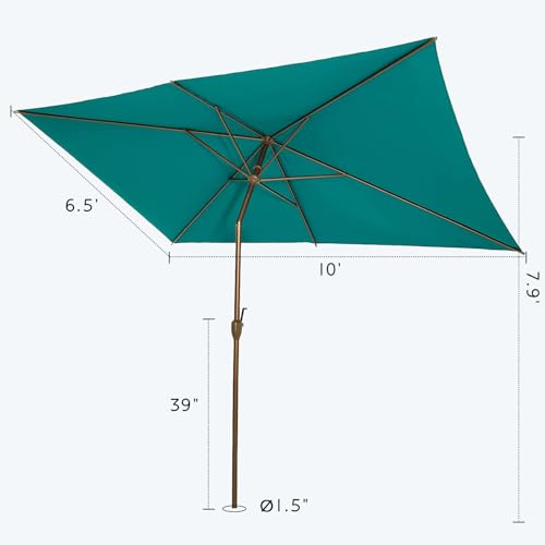 Image of Abba Patio 6.5FT Outdoor Patio Umbrella Outdoor Table Umbrella with Crank Market Umbrella 6 Sturdy Ribs UV Protection Waterproof and Push Button Tilt for Garden Deck Backyard Pool,Nordic Blue
