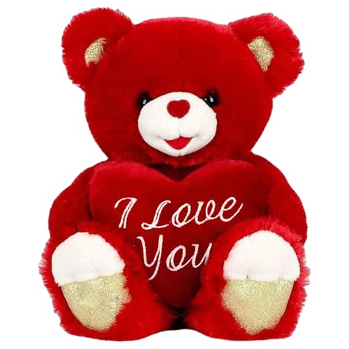 Ours en peluche doux avec cœur rouge brodé et finitions premium