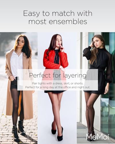 MeMoi Velveteen Semi Opaque Tights, Comfortable and Lightweight Control Top Tights, 30 Denier - Sizes S-Q24