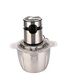 Küchenmaschine, Elektrischer 2L/3-Gang-Zerkleinerer mit Drucktaste, 160W/4900RPM Geschwindigkeit 304 Edelstahl Schüssel Fleischwolf für Nüsse, Fleisch, Gewürze, Obst und Gemüse Zerkleinern