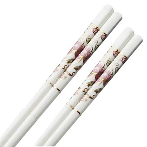 LeBlue Porcelain Ceramic Chopsticks Prosperity - Reusable and Dishwasher Safe Chopstick Set of 2 – 247cm - 39g