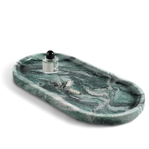Image of Koville Norway Natural Marble Tray, 12 inchx6 inch Vanity Decorative Tray for Countertop Organizer, Catchall Tray for Perfume, Candles, Jewelry Dish
