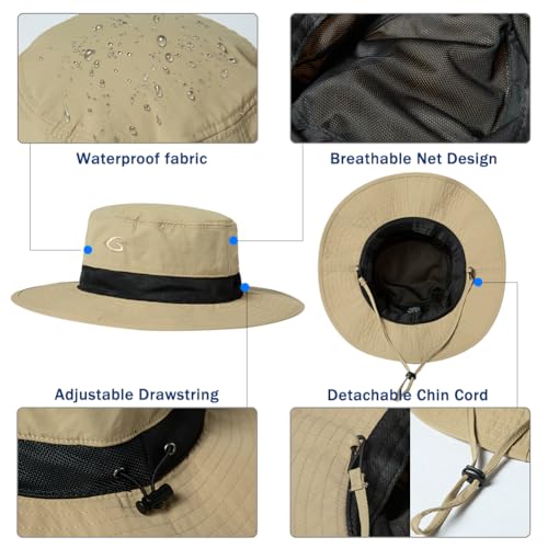 Image of Oversized XL XXL Waterproof Sun Hat for Big Heads Mesh Bucket Hat Wide Brim Adjustable Packable Hiking Beach Fishing