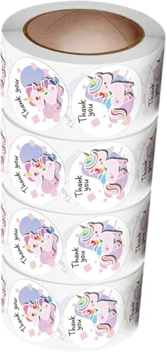 Image of Alokik Enterprise 2000 Pcs Thank You Unicorn Watercolor Stickers, Round Decorative Adhesive Sticker for mall Business Wedding Supplies Packing Sticker Gift Wrap (4 x Decorative Sticker Roll)