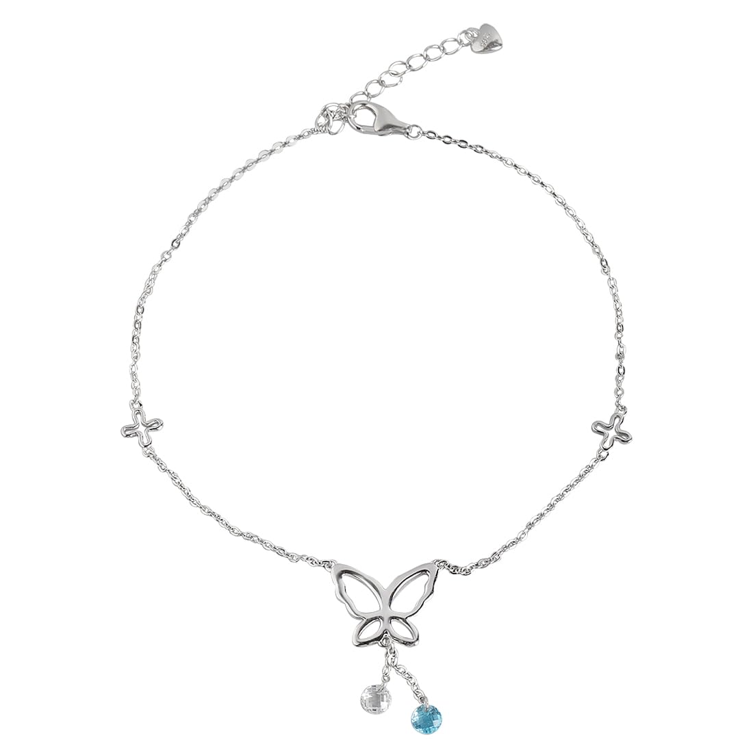 ZAVYA 925 Sterling Silver Cubic Zirconia ButterFly Rhodium Plating Hanging charm anklet (Single) | | Gift for Women & Girls | With Certificate of Authenticity & 925 Stamp (B0BT7FL253) Amazon Price History, Amazon Price Tracker