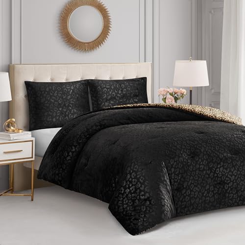 Edredón Juicy Couture individual de leopardo reversible con textura suave y mullida 8