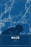 Magé Brazil Street Map Aluminum Sign, Harbor Cobalt, 8' x 12'