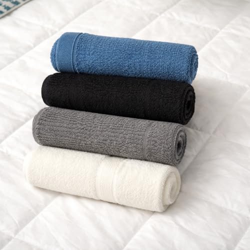 Image of Set of 6 Terry Cotton Face Towels - Soft, Absorbent & Quick Drying Towels for Face, Hands & Gym - Perfect for Home, Travel & On-The-Go