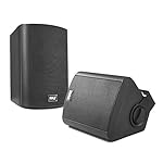 Pyle 6.5-Inch Wall Mount Waterproof Bluetooth Speaker System – Indoor/Outdoor Audio Pair with Built-in Digital Amplifier, Weather-Resistant Housing, High-Power Sound, Easy Installation (Black)