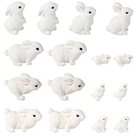 NQEUEPN 16pcs Mini Resin Rabbits, Cute Tiny Bunny Figurines Rabbit Animal Toys Miniature Easter Decorations for Garden Dollhouses Landscape Ornaments Crafts Cake Decor Christmas Birthday Gift