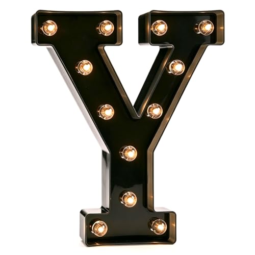 Image of Pooqla Black Light Up Letter Y, Marquee Letters Black Room Decor | LED Lighted Letters Birthday Party Decorations, Gifts for Boys Men Christmas Anniversary Night Light Home Bar Room Decoration