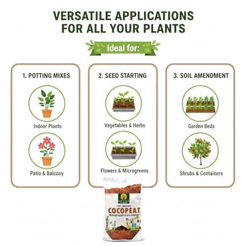 Image of Bay leef Cocopeat Powder for Plants | Ready to Use Organic Coco Peat Powder Coconut Husk | Ideal for Indoor & Outdoor Gardening, Seed Starting, Composting, and Hydroponics | Pack (5kg)