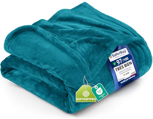 Utopia Bedding Couverture Polaire [200x150 cm, Turquoise] Plaid pour Lits, Canapés, Chaises et Divans - 300 GSM Couverture Chaude, Douce et Épaisse pour...