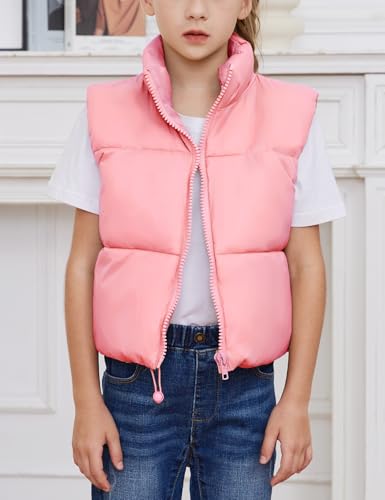 Gihuo Girls Winter Puffer Vest Lightweight Water-Resistant Quilted Vests Cropped Warm Kids Sleeveless Jacket Outerwear3