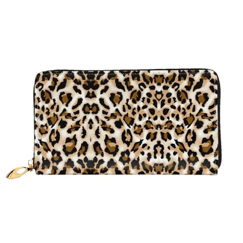 Portefeuilles en cuir pour femme imprimé léopard fermeture éclair pochettes