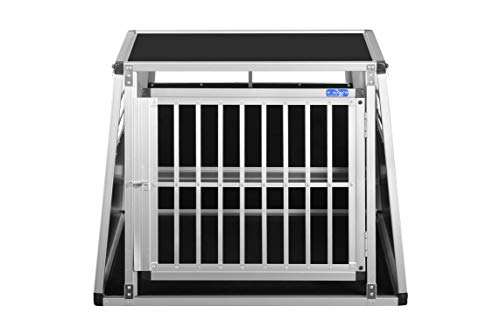ALPUNA Transportbox N9 – Aluminium Hundebox 82×90×68 cm – Auto Hundebox mit Notausstieg, sicherer Hundetransport im Kofferraum