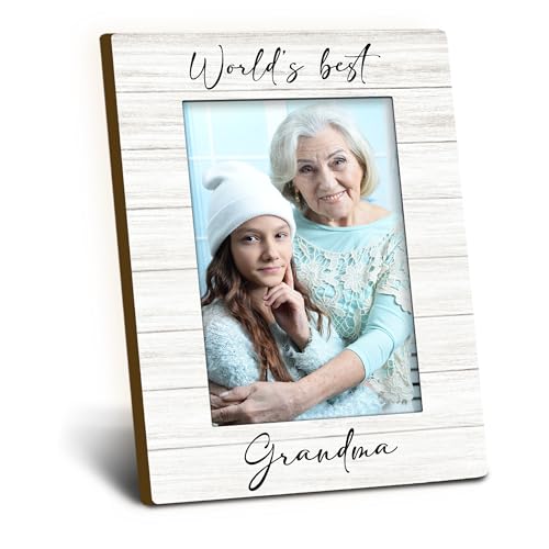 Foyoulame Grandma Picture Frame 4x6 Grandmas Gifts Wooden Picture Frame Christmas Mothers Day Birthday Gifts for Grandmas Worlds Best Grandma Decorative Photo Frames for Table Desk Decor