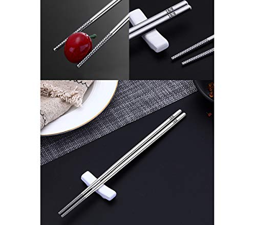 Portable utensils silverware flatware set, Travel Camping Cutlery set, 8-Piece including Knife Fork Spoon Chopsticks Cleaning brush Straws Portable bag, Stainless steel Flatware set (S size) - Thumbnail 5
