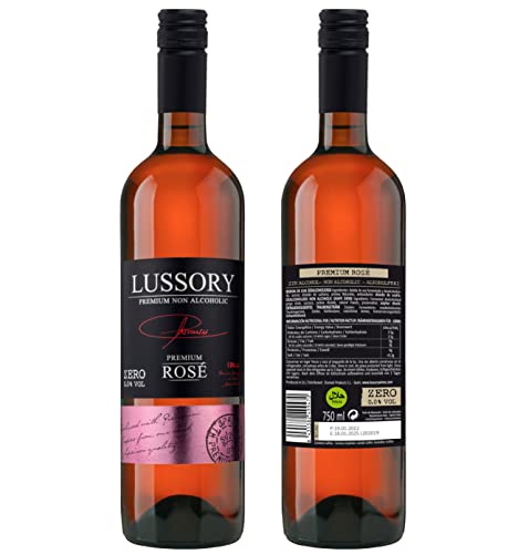 Image of Lussory Premium Rose Alcohol Removed 0.0% Dealcoholized Rose Non Alcoholic Wine From Spain, Low Calories, Low Sugar, Halal Certified (750ml, 6 Bottles)