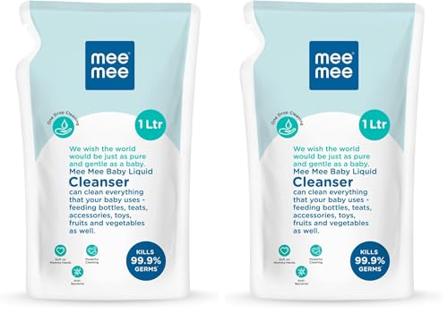 Image of Mee Mee Baby Liquid Cleanser 1 L, Anti-Bacterial Kills 99.9% Germs | for Feeding Bottles, Nipples, Accessories, Toys, Fruits & Vegetables | No Alcohol, One Drop Cleaning, Dermatologically Tested