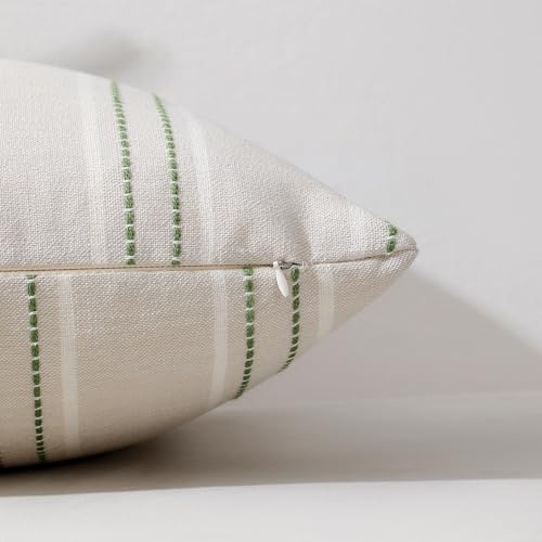 Image of Hckot Spring Throw Pillow Covers 20x20 Set of 2 Grass Green Pillow Covers Farmhouse Decorative Pillows Textured Linen Square Cushion Covers for Sofa Couch Bed Living Room Decor(Grass Green)