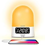 Sharp Sunrise Alarm Clock - Wake to Light! - Color Changing Mood Light - Fast Charge USB Charge Port