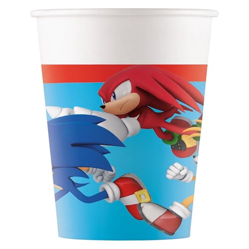 Procos - Décoration d'anniversaire Sonic, 52 pièces, assiettes en carton, gobelets et serviettes pour anniversaire d'enfant, vaisselle de fête – vue 3