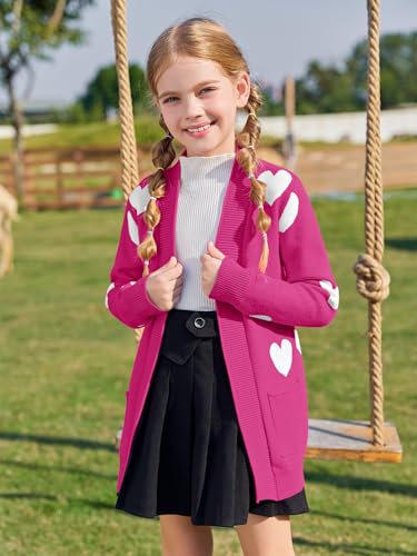 Image of Girls Cardigan Kids Open Front Oversized Sweater with Pockets | Casual Cardigans, Soft Knit, Long Sleeve, Uniform Cardigan for Girls, 7-14 Years