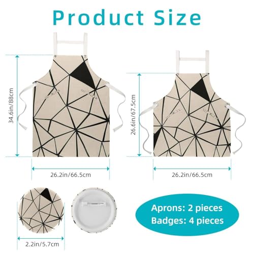 Tablier de serveuse avec 4 broches et motifs géométriques multicolores One Size - 2