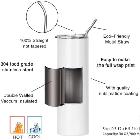 Miniatura 4 de Vaso de noche de invierno, construcción de doble pared, acero inoxidable 304, tapa de plástico transparente que se puede cerrar, popote de metal, 20
