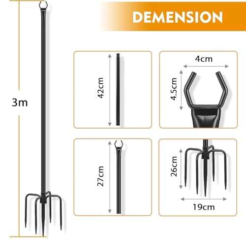 gresonic Poteau d'éclairage pour terrasse - 4 paquets de 3m pour l'extérieur Poteau d'éclairage en acier pour la décoration extérieure du jardin, de l'arrière-cour (Paquet de 4) – vue 3