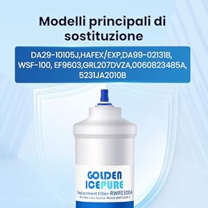 GOLDEN ICEPURE Filtro de agua para refrigerador Compatible Con Samsung DA29-10105J, DA29-10105J HAFEX/EXP, DA99-02131B, WSF-100, EF9603, HAIER LG Refrigerador de línea, 2 piezas,