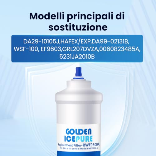 GOLDEN ICEPURE Filtro de agua para refrigerador Compatible Con Samsung DA29-10105J, DA29-10105J HAFEX/EXP, DA99-02131B, WSF-100, EF9603, HAIER LG Refrigerador de línea, 2 piezas, - Imagen 6
