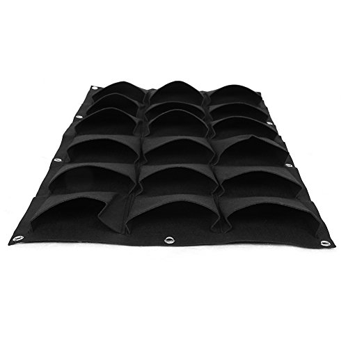 Bolsa de cultivo de plantas montada en la pared Maceta de jardín colgante vertical para decoración interior y exterior, color negro(18 Pockets)