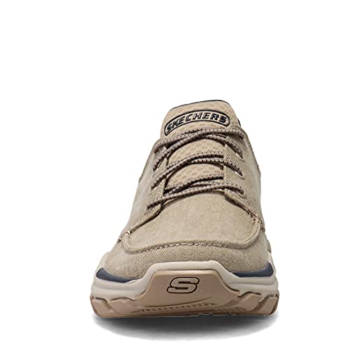 Skechers Mens Respected - Loleto Moc Toe Bungee Lace Slip On, Taupe, 7 US
