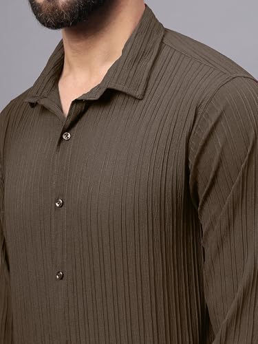 Image of FILO HEVIS Men's Casual Button Down Popcorn Shirts Stylish Long Sleeve Linen Textured Beach Summer Shirt