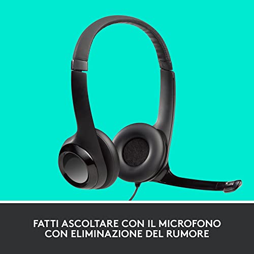 Logitech H390 Cuffie Cablate, Stereo con Microfono Regolabile con Cancellazione del ??Rumore, USB & C270 Webcam HD, HD 720p/30fps, Videochiamate HD Widescreen, Correzione Automatica ?Luminosità - Immagine 4