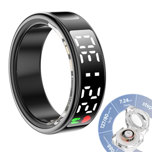 Anello fitness intelligente con touch screen, monitoraggio del sonno e dei passi, controllo della fotocamera gestuale, impermeabile IP68, monitoraggio della salute indossabile per iOS/Android