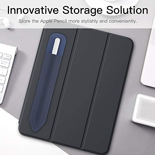 Image of MoKo Adhesive Pencil Case Holder Sticker for Apple Pencil, 2Pcs Indigo | Elastic Pencil Pocket Pouch, Adhesive Sleeve, Attached to iPad Case, For Pro /USB-C /1st /2nd Gen and Similarly Stylus Pens