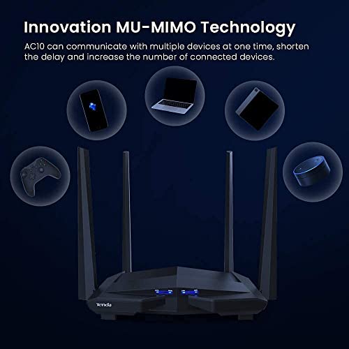 Image of Tenda AC1200 Dual Band Gigabit Wireless WiFi Router, 4 Full Gigabit Ports, Up to 1.2 Gpbs Speed, Easy Setup with Smart APP, Access Point Mode, Guest WiFi, IPv6 and Parental Controls(AC10)