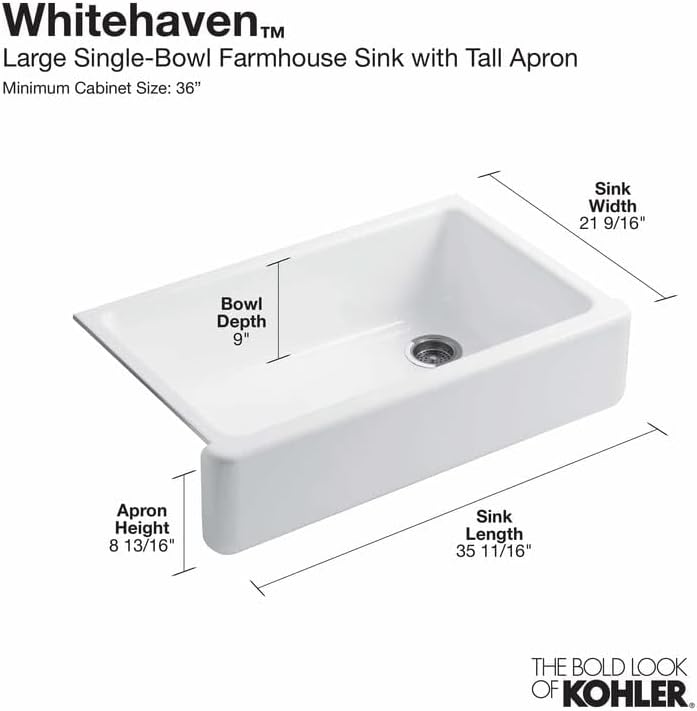 WHITEHAVEN™ UC 36 TALL APRON SINK + 3/4HP Garbage Disposal