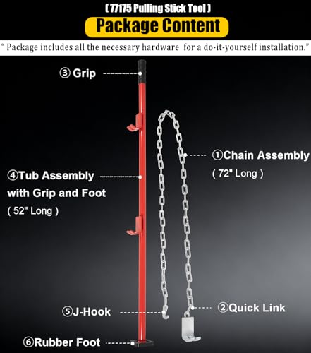 Image of Camoo 𝙐𝙥𝙜𝙧𝙖𝙙𝙚𝙙 77175 Pulling Stick Tool for Boat Car Repair (52 inch Long), Auto Body Puller Alignment Bar & 72 inch Chain for Aligning Bumpers, Panels, Hoods, Decks and Brackets Pull Stick XL