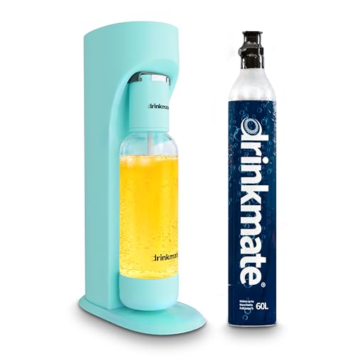 Image of Drinkmate OmniFizz Sparkling Water Maker & Soda Streaming Machine | Carbonates Any Drink | STARTER KIT | Includes One 60L CO2 Cartridge + One BPA-Free Bottle (Arctic Blue)
