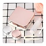 LDGR Farbige Kontaktlinse-Kasten Mit Spiegel Frauen Farbige Kontaktlinsen Kasten Augen Kontaktlinsenbehälter (Color : Rose Gold)