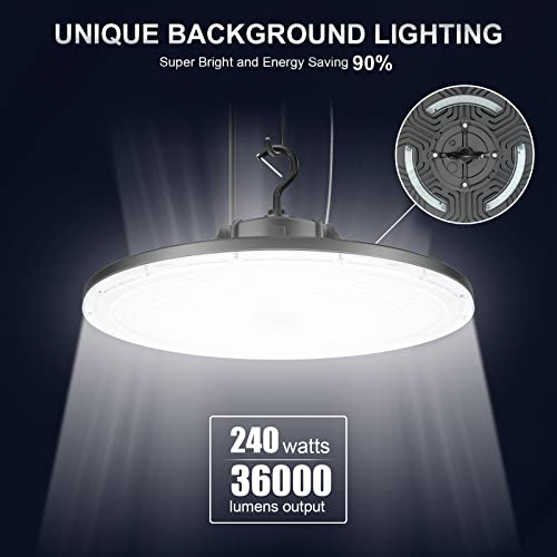 240W Ufo Led High Bay Light Dimmable 1000W Mh/Hps Equivalent 36,000Lm 5000K High Bay Led Shop Light (Dimmer/Remote Controller Included) Dlc Ul Approved Led Warehouse Lights 5' Cable Ac 100-277V #TOP3