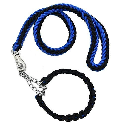 PSK PET MART Strong Dog Pet Choke Martingale Collar Splitter Coupler with Clip Cord Nylon Leash Extra Brass Snap Hook (Blue and Black) (B08HR8F3BR) Amazon Price History, Amazon Price Tracker