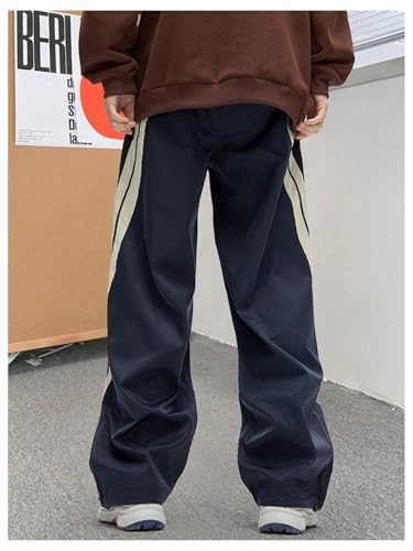 GORGLITTER Boy's Color Block Baseball Pants Striped Wide Leg Baggy Track Pant with Pockets3