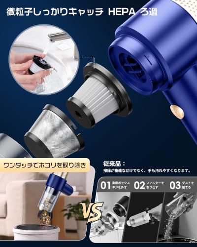 【最新登場】ハンディクリーナー ハンディ掃除機 車用 ミニそう カー掃除機対応 強力35000Pa吸引力＆低騒音設計 コードレス 多機能（吸う 吹く 空気入れ 空気抜き） 業務用 車内 家庭掃除からペットの毛 ソファ 隙間対応まで幅広く対応 4003mAh大容量バッテリー USB急速充電 Type-C対応 長時間稼働 乾湿両用 軽量コンパクト＆水洗いフィルター