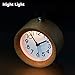 Small Battery Operated Analog Travel Alarm Clock ,Aimarytech Creative Wood Clock Silent No Ticking, Ascending Beep Sounds, Snooze,Light Functions,Gentle Wake, Easy Set.