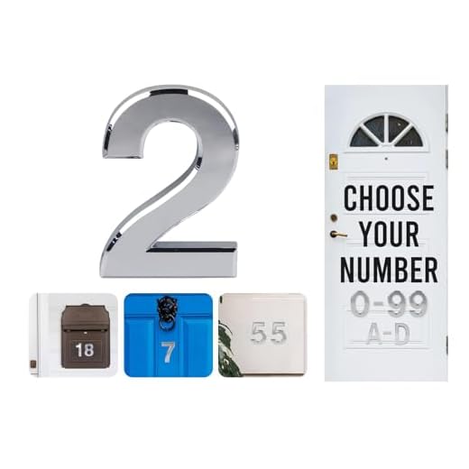Silver Door Numbers Stick On, 0-99, Letters A, B, C, D, 3'' House Numbers Self Adhesive Stickers, For Doors, Mail Boxes, Hotel Rooms (2)